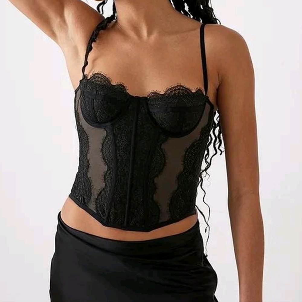 Urban Outfitters Out From Under Modern Love Corset Top XL Black Brown